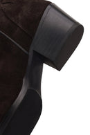 Woman Anthracite Chunky-Heel Suede Cowboy Boots | Derimod