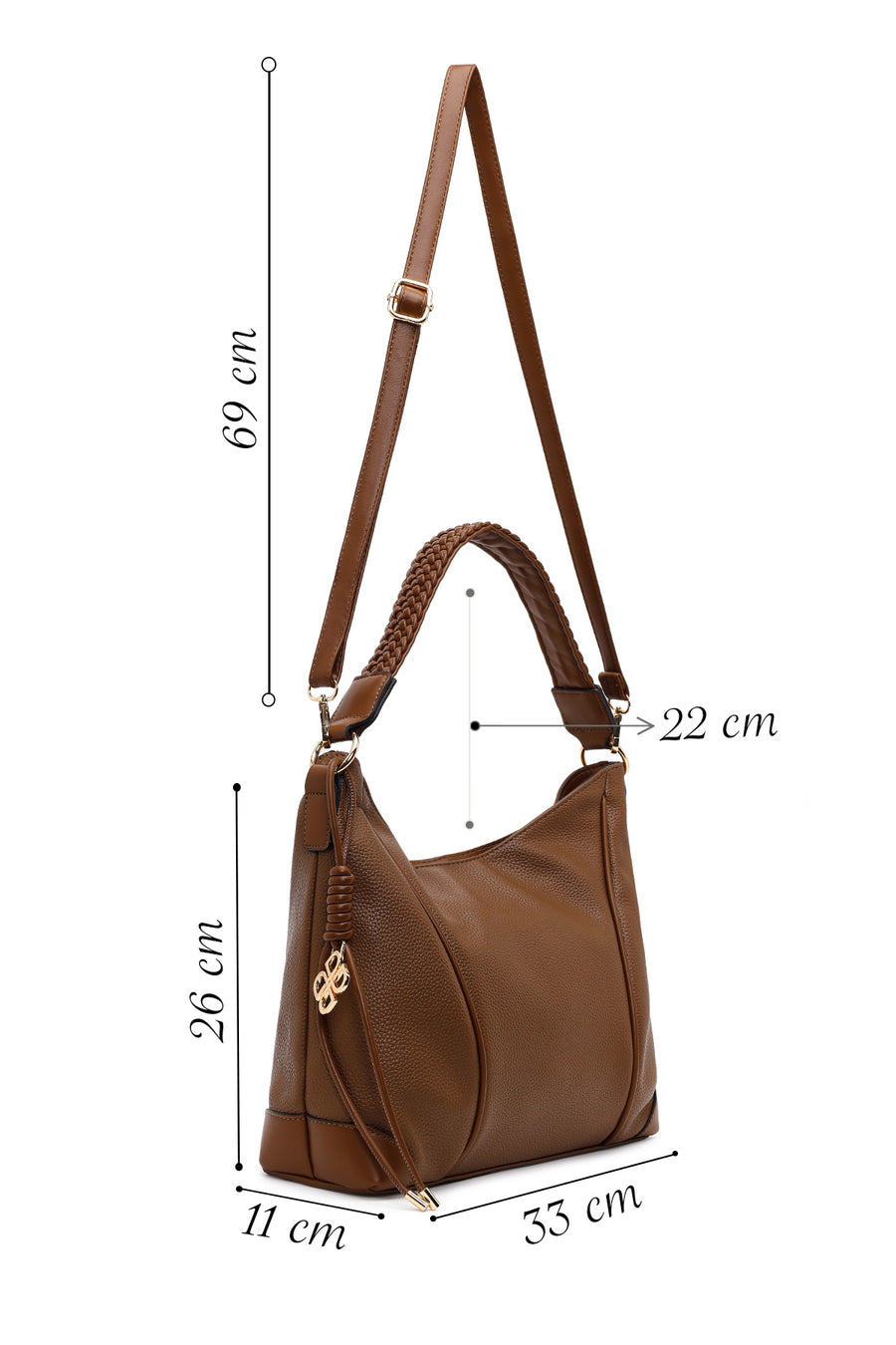 Woman Brown Long-Strap Accessory Shoulder Bag