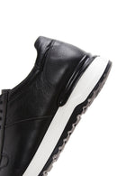 Men's Black Lace-Up Leather Casual Sneaker | Derimod