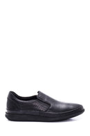 Men's Black Leather Perforated Sports Loafer | Derimod