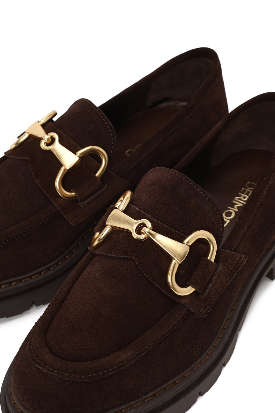 Kadın Kahverengi Tokalı Süet Deri Maskülen Loafer