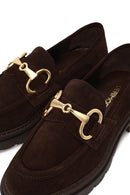 Woman Brown Buckled Suede Masculine Loafer | Derimod