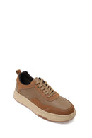 Erkek Vizon Bağcıklı Kalın Tabanlı Deri Sneaker | Derimod