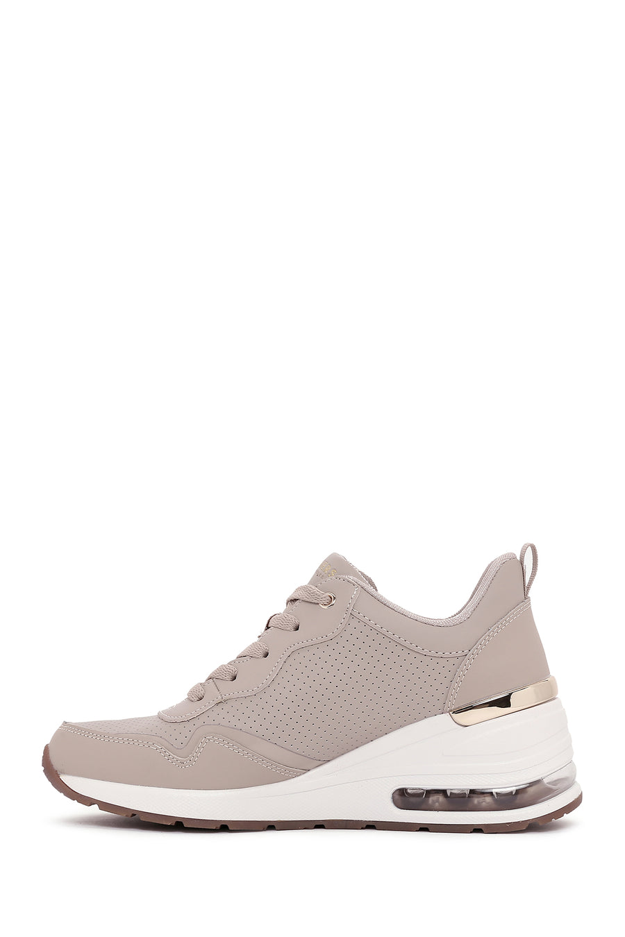 Skechers Women's Beige Million Air-Hotter Air Thick Soled Wedge Heeled Sneaker