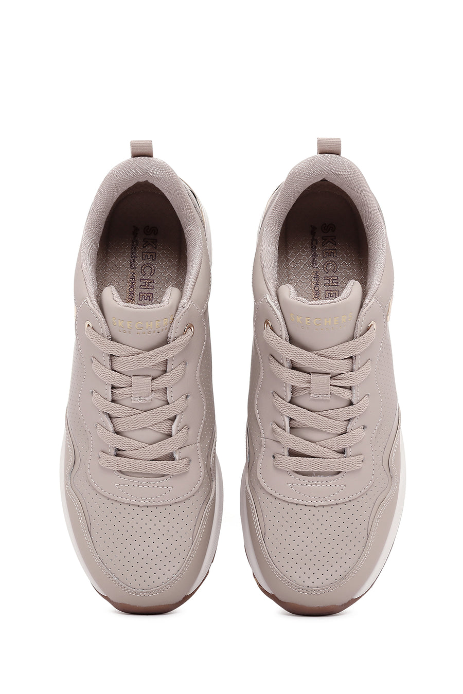 Skechers Women's Beige Million Air-Hotter Air Thick Soled Wedge Heeled Sneaker