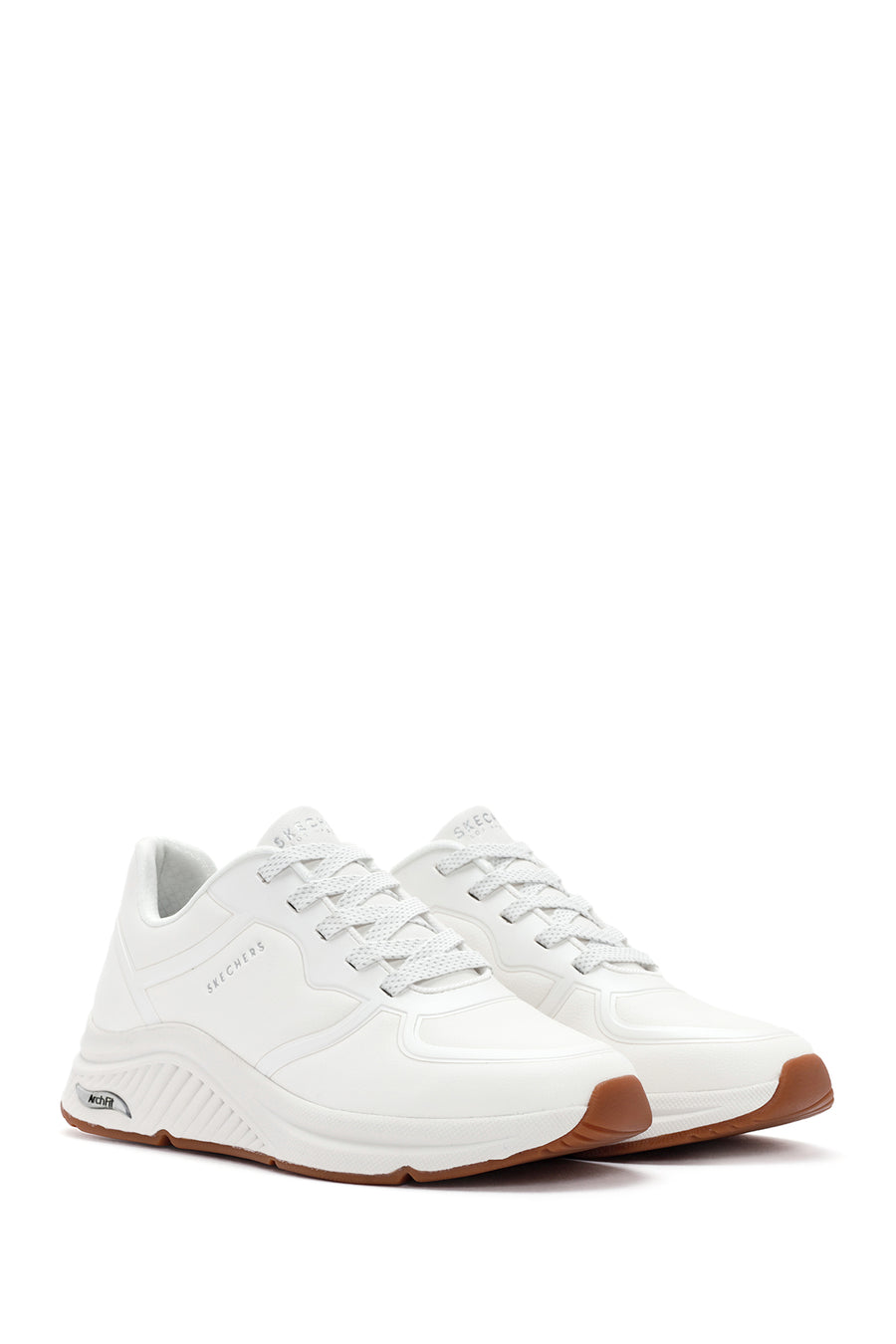 Skechers Women's White Arch Fit S-Miles Lace-up Sneaker
