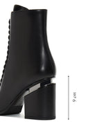 Women's Black Zipper Heeled Leather Boots | Derimod