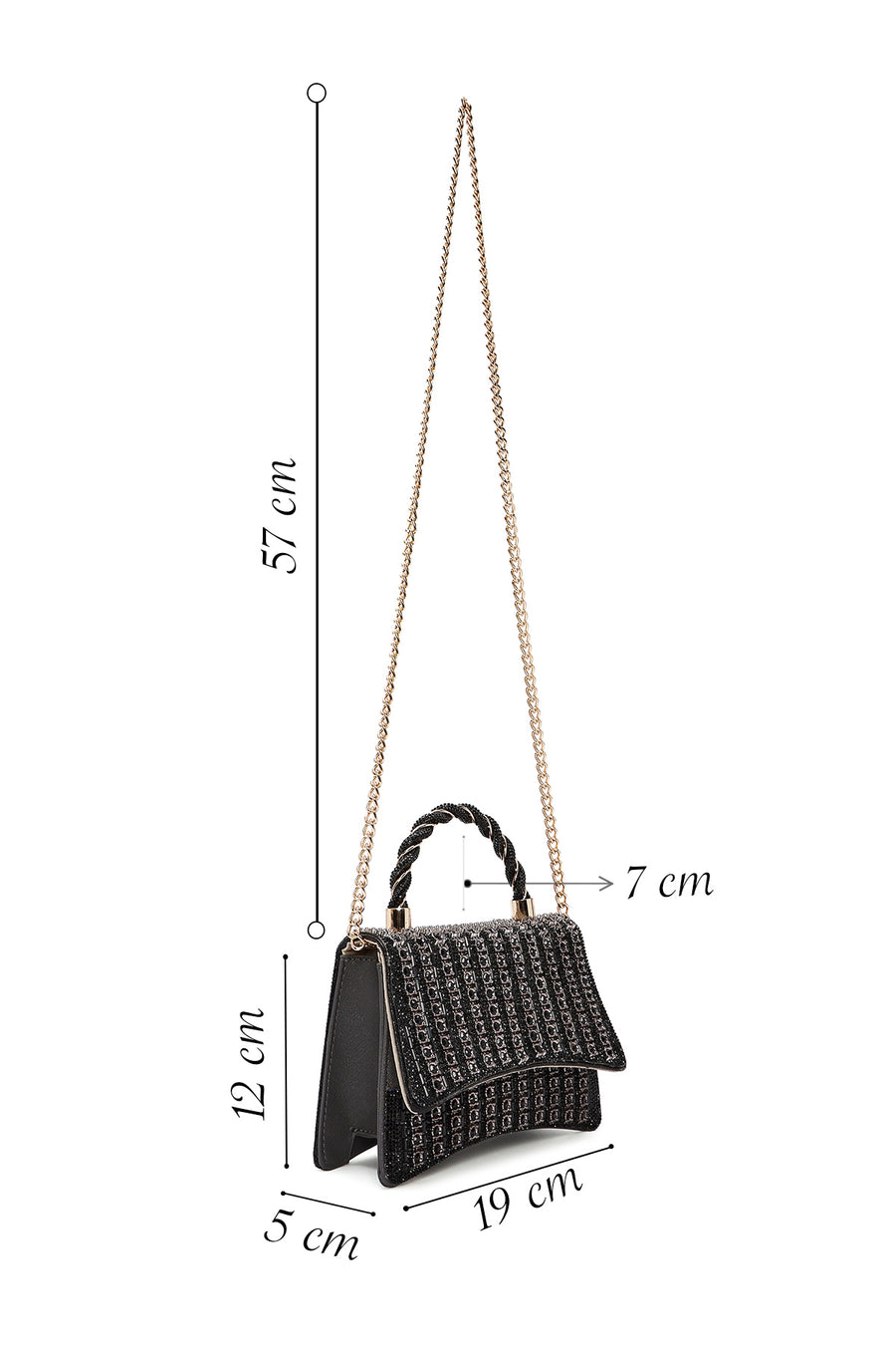 Women's Anthracite Long Strap Stone Mini Handbag