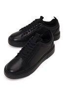 Erkek Siyah Bağcıklı Deri Sneaker | Derimod