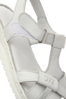 Women's White Strapped Leather Comfort Sandals | Derimod