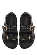 Women's Black Buckled Thick Soled Sandals | Derimod
