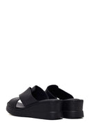 Women's Black Thick Soled Leather Comfort Slippers | Derimod