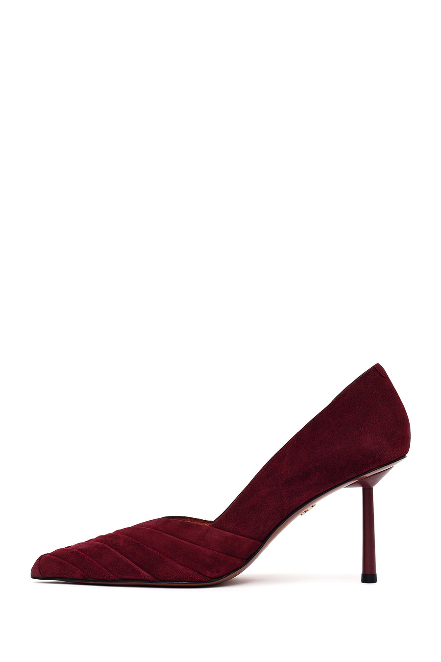 Woman Burgundy Thin-Heeled Suede Stiletto