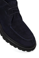 Male Navy Blue Lace-up Suede Casual Boots | Derimod