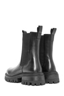 Women's Black Thick Soled Leather Chelsea Boots | Derimod