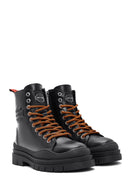 Harley Davidson Women's Black Jimmy Zipper Leather Combat Boots | Derimod