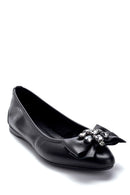Women's Leather Stone Detailed Ballerinas | Derimod