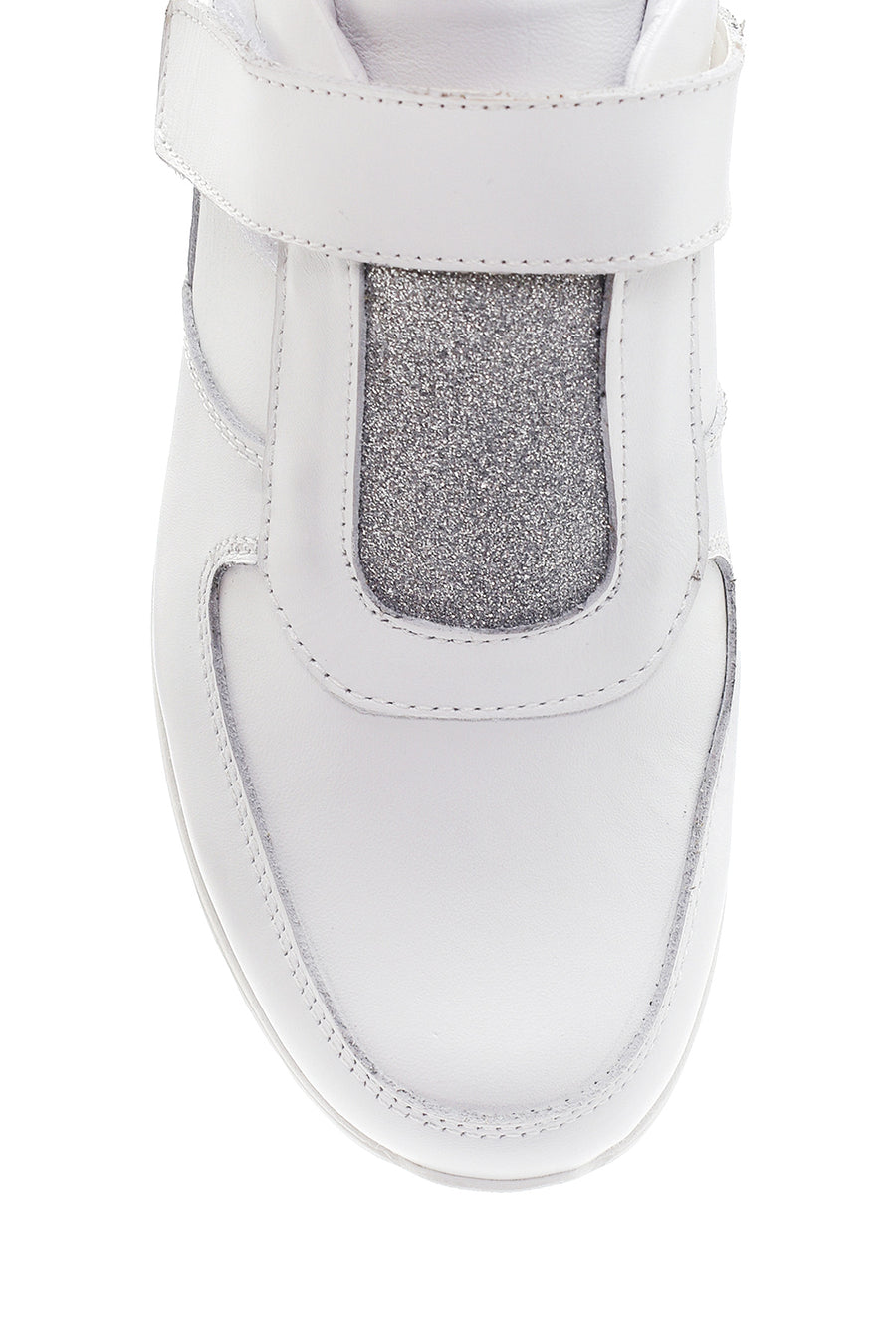 Women's White Leather Wedge Heel Sneaker