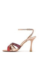 
Women's Gold Ankle-Tie Thin High Heel Patterned Leather Sandal
 | Derimod