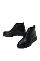 Men's Black Leather Flat Boots | Derimod