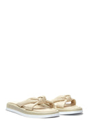 Women's Beige Leather Comfort Slippers | Derimod