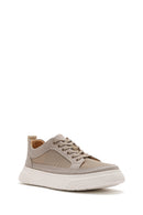 Men's Beige Lace-Up Thick-Sole Sneakers | Derimod