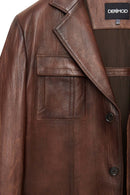 Kevin Erkek Camel Blazer Deri Ceket | Derimod