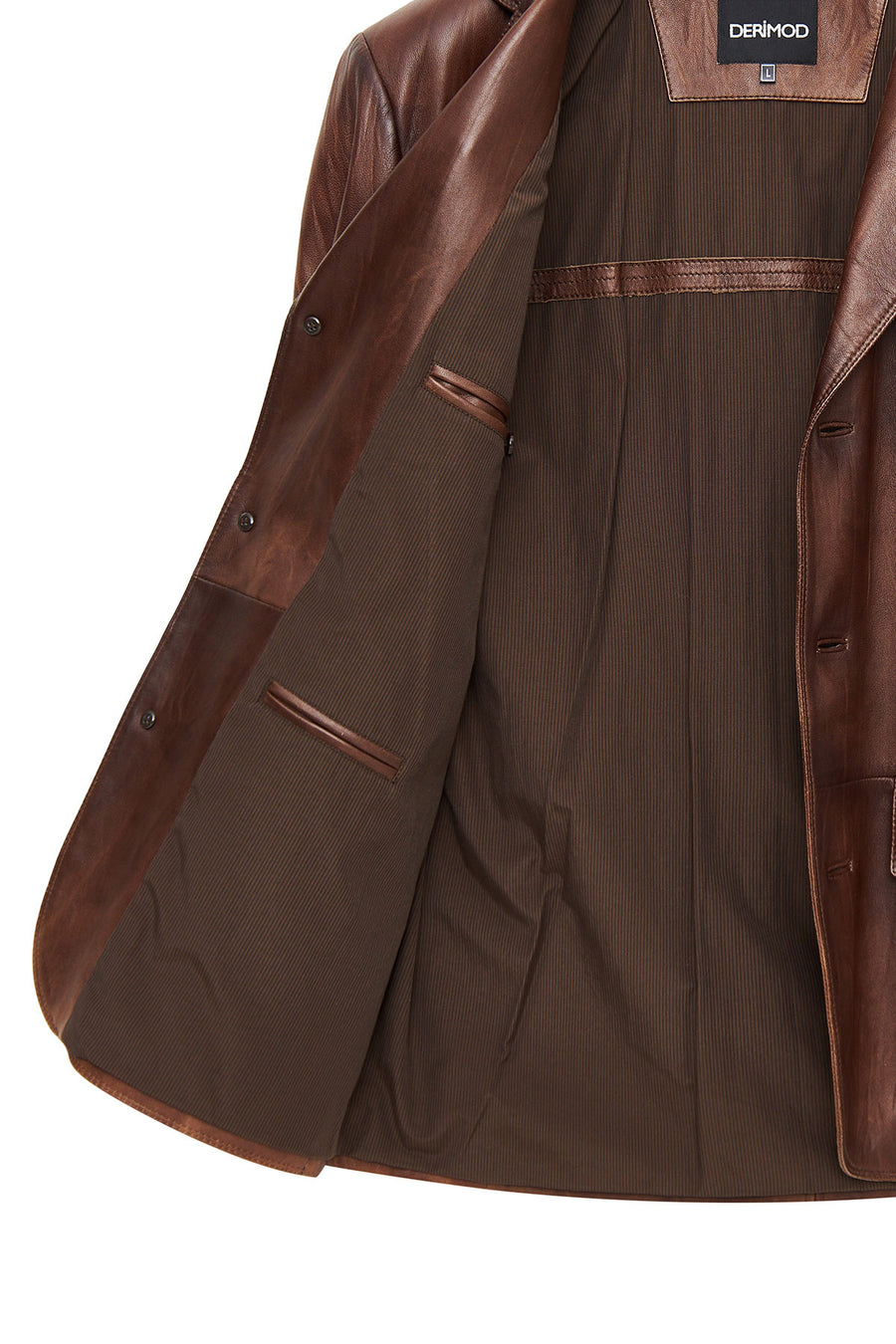 Kevin Erkek Camel Blazer Deri Ceket