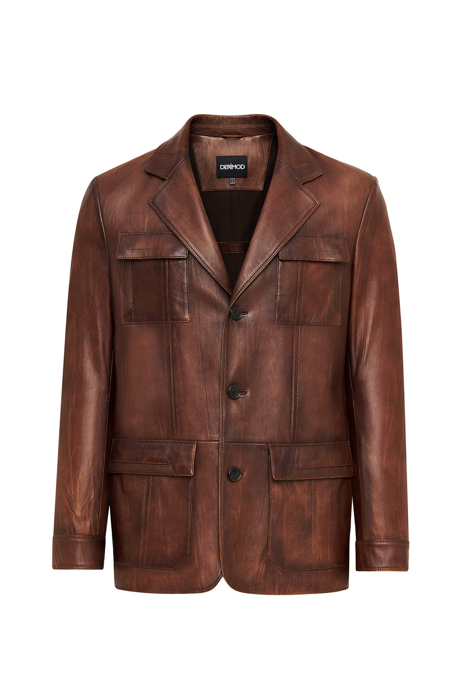 Kevin Erkek Camel Blazer Deri Ceket
