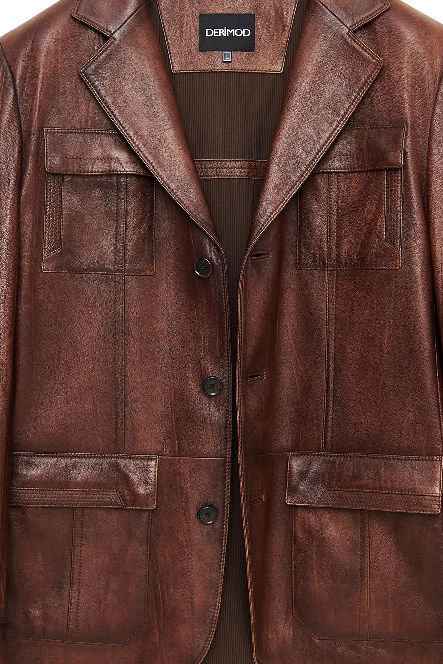 Kevin Erkek Camel Blazer Deri Ceket