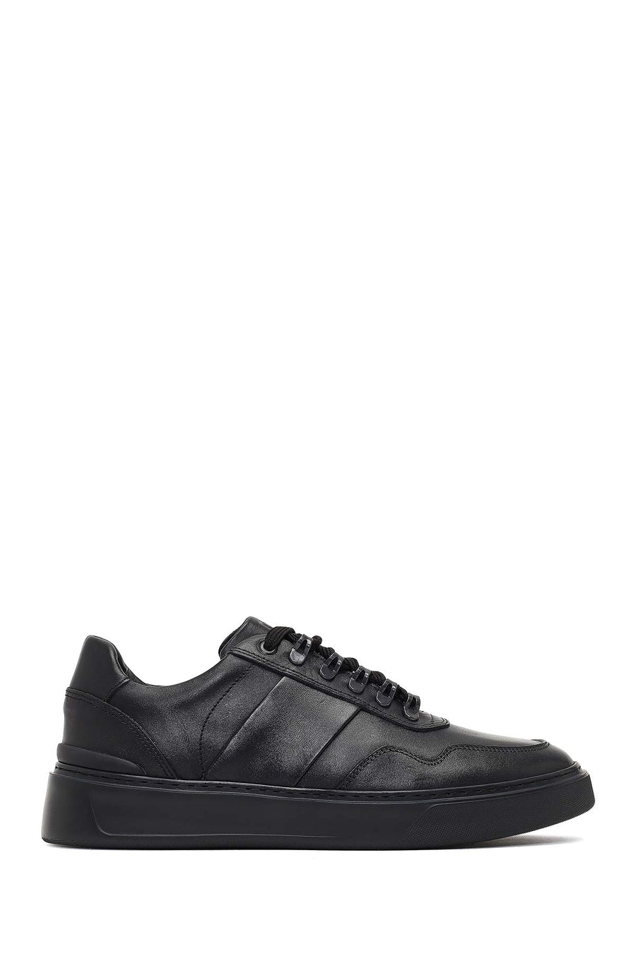 Erkek Siyah Bağcıklı Kalın Tabanlı Deri Sneaker 25WFD707218 | Derimod