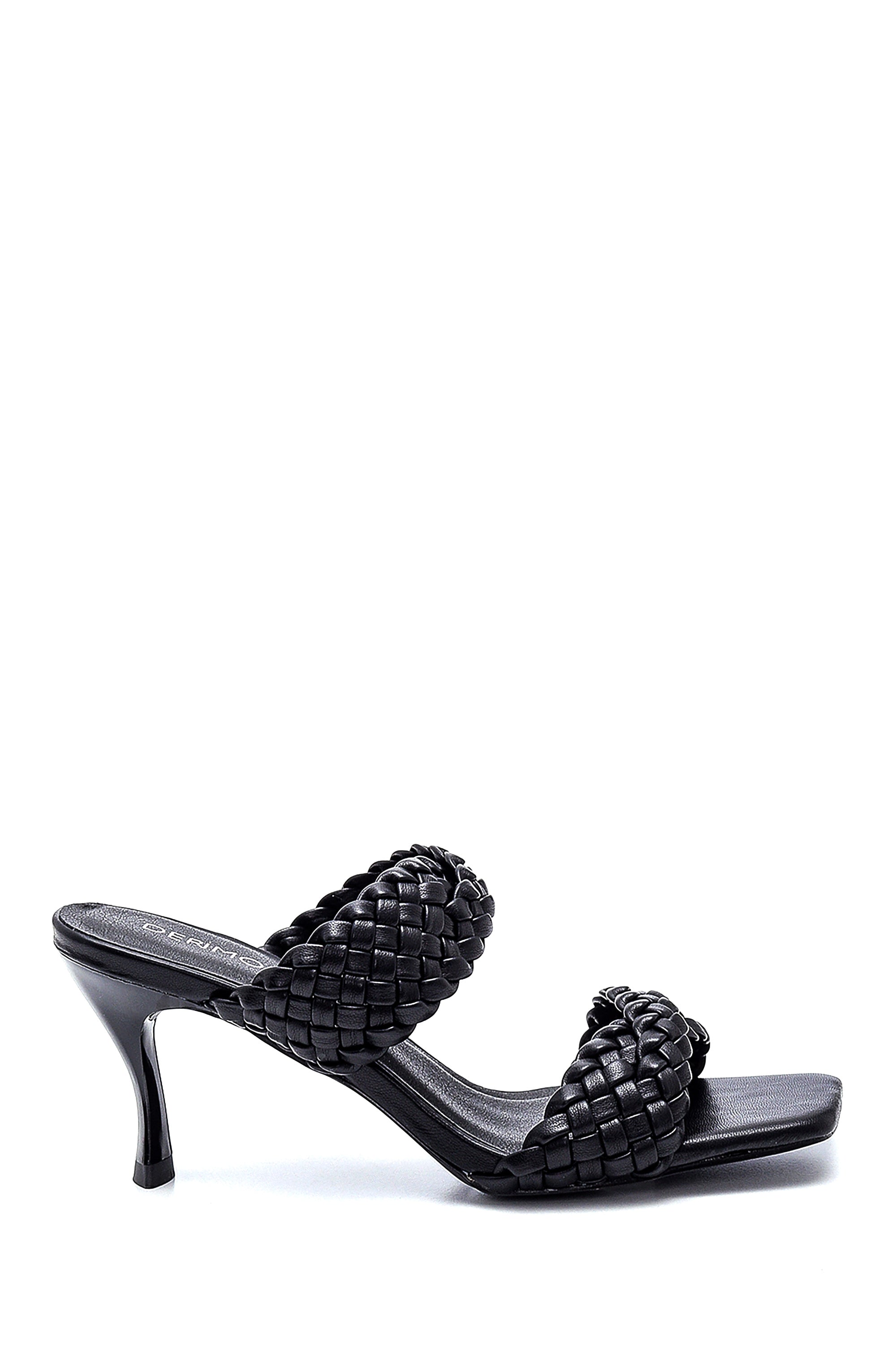 Women's Knitted Detailed Heeled Slippers 21SFD441729 | Derimod