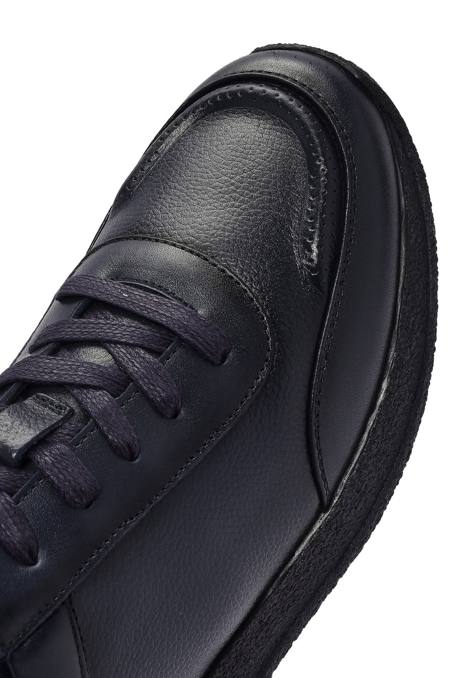 Erkek Lacivert Bağcıklı Deri Sneaker