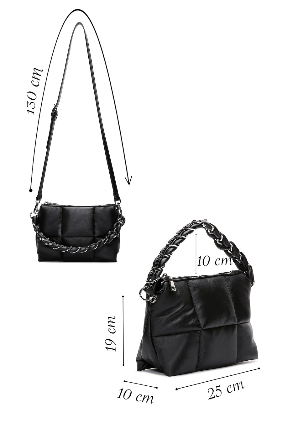 Women's Black Quilted Crossbody Bag