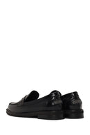 Woman Black Leather Masculine Loafer | Derimod