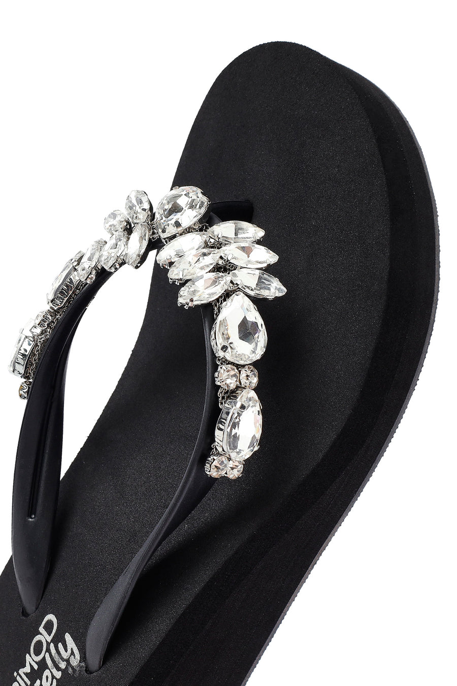 Women's Black Toe Stone Wedge Heel Jelly Slippers