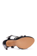 Women's Black Patent Leather Heeled Sandals | Derimod