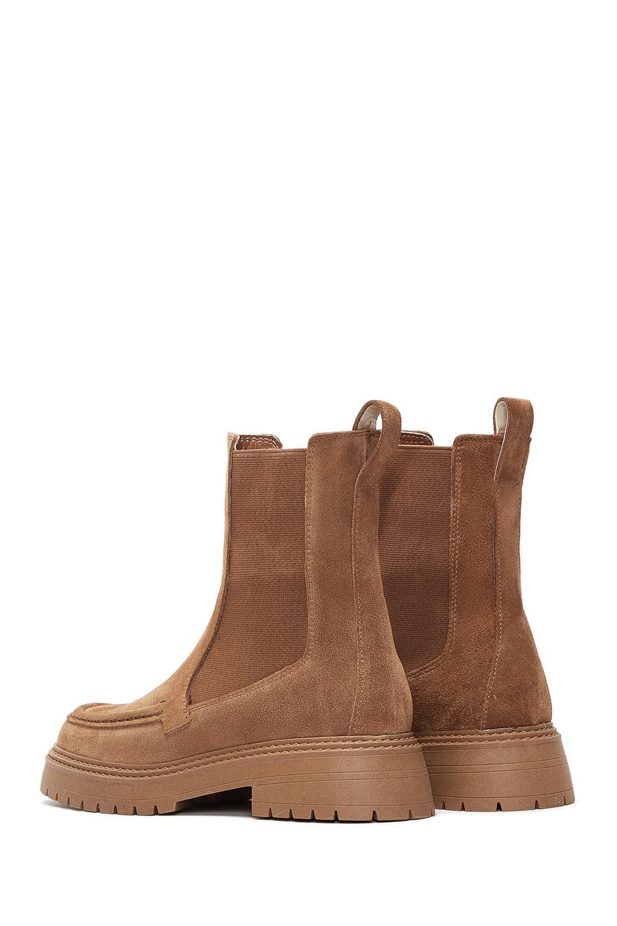 Women's Tan Suede Leather Chelsea Boots
