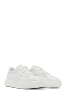 Erkek Beyaz Bağcıklı Kalın Tabanlı Deri Sneaker | Derimod