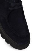 Male Navy Blue Lace-Up Thick-Soled Suede Casual Shoes | Derimod