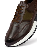 Erkek Kahverengi Bağcıklı Kalın Tabanlı Deri Casual Sneaker | Derimod