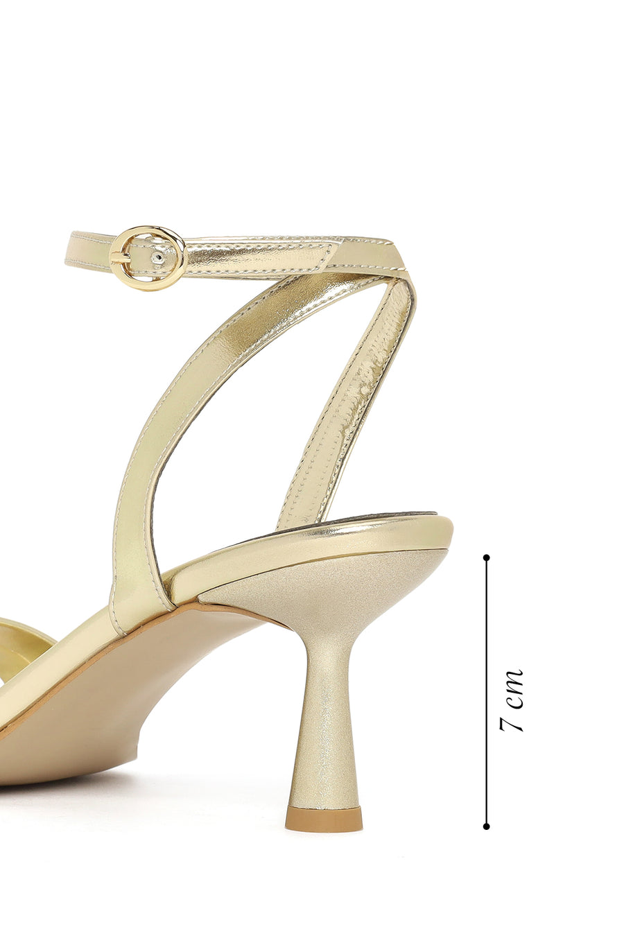 Women's Gold Ankle Buckle Thin Heel Metallic Sandals
