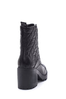 Women's Leather Quilted Heeled Boots | Derimod