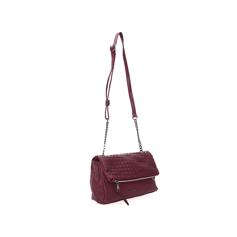 Women's Burgundy Synthetic Leather Crossbody Bag