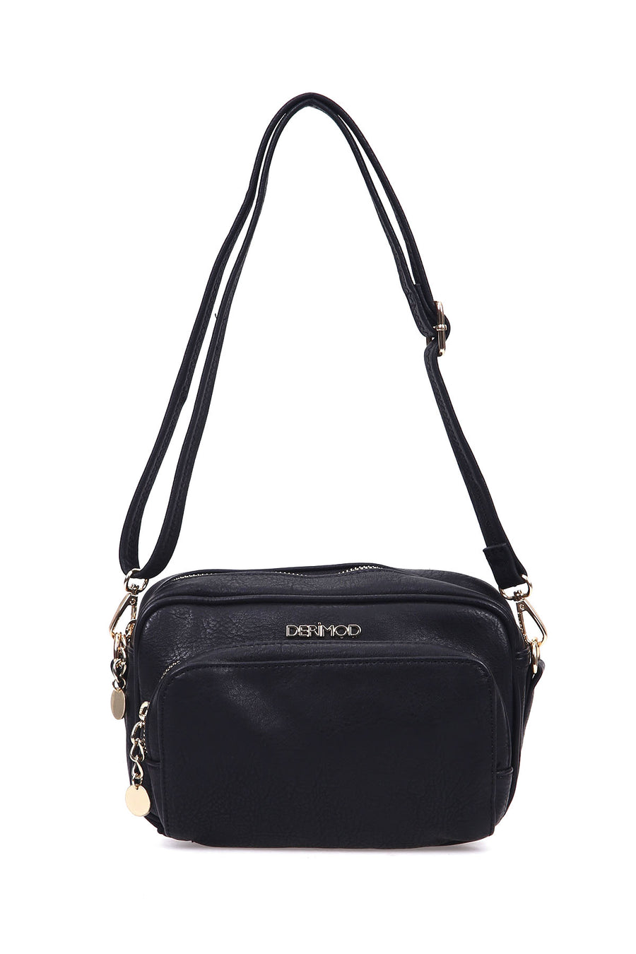 Women's Black Synthetic Leather Crossbody Bag