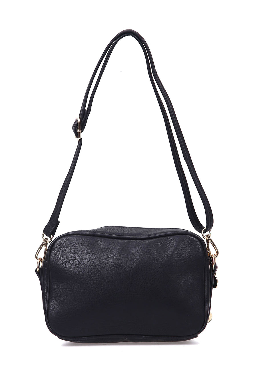 Women's Black Synthetic Leather Crossbody Bag