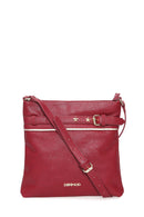 Women's Burgundy Synthetic Leather Crossbody Bag | Derimod