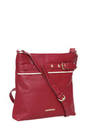Women's Burgundy Synthetic Leather Crossbody Bag | Derimod