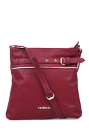 Women's Burgundy Synthetic Leather Crossbody Bag | Derimod