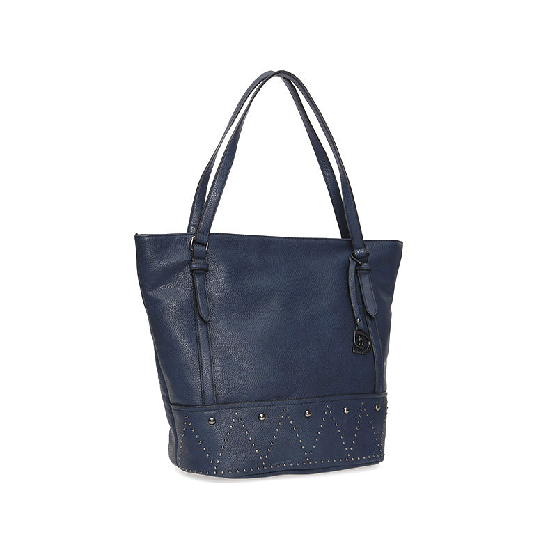 Women's Navy Blue Synthetic Leather Shoulder Bag